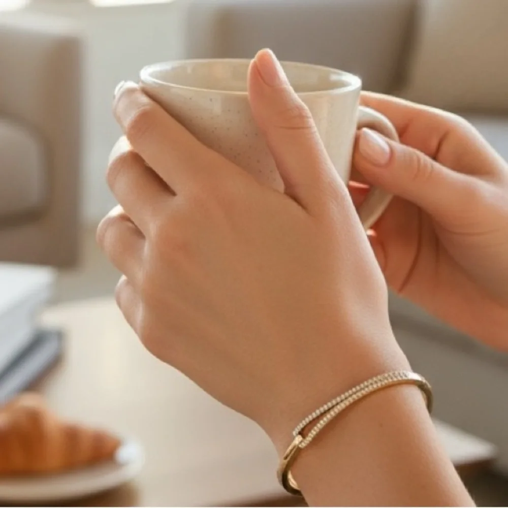 DKNY Gold-Tone Crystal Bangle Bracelet - Picture 2 of 8